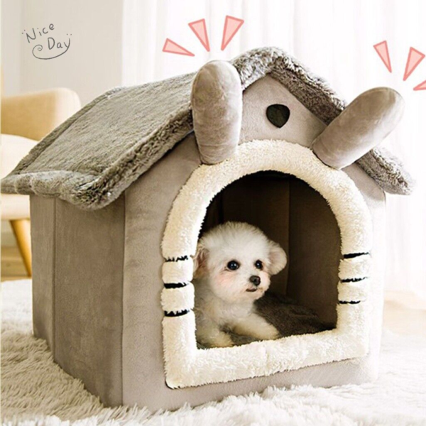 Pet Cat Kitten Dog Beds Igloo Fleece Bed Pyramid Cozy Washable Warm House Cave - Image 3