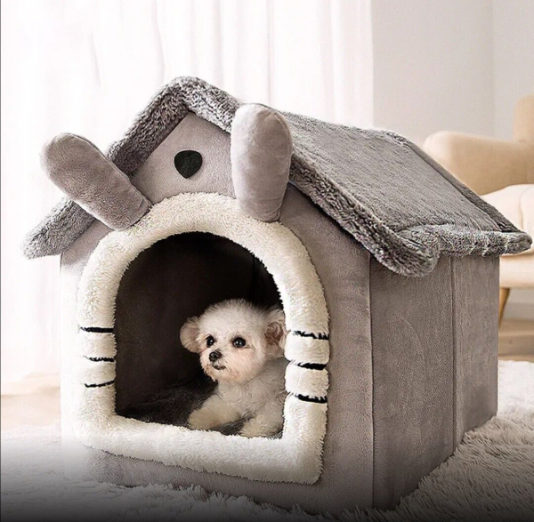 Pet Cat Kitten Dog Beds Igloo Fleece Bed Pyramid Cozy Washable Warm House Cave - Image 11