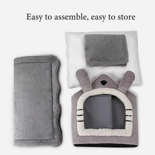 Pet Cat Kitten Dog Beds Igloo Fleece Bed Pyramid Cozy Washable Warm House Cave - Image 8
