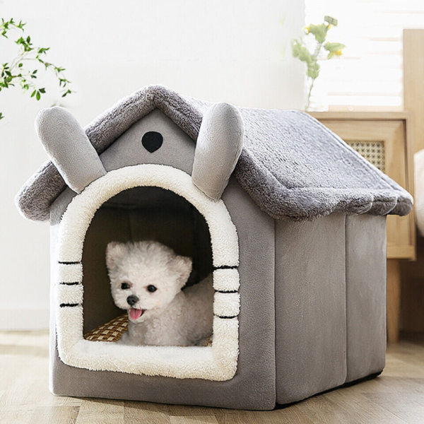 Pet Cat Kitten Dog Beds Igloo Fleece Bed Pyramid Cozy Washable Warm House Cave - Image 2